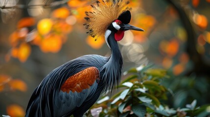 Fototapeta premium A Majestic Grey Crowned Crane in a Natural Setting