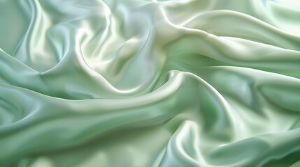 Obraz premium A close-up photograph of a mint green satin fabric draped and folded, showcasing its soft and luxurious texture