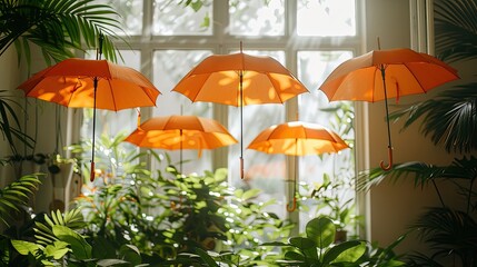 umbrellas in the garden Generative AI