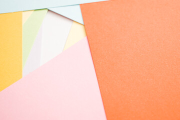 Orange, blue, pink and white pastel geometric 3d background, brochure