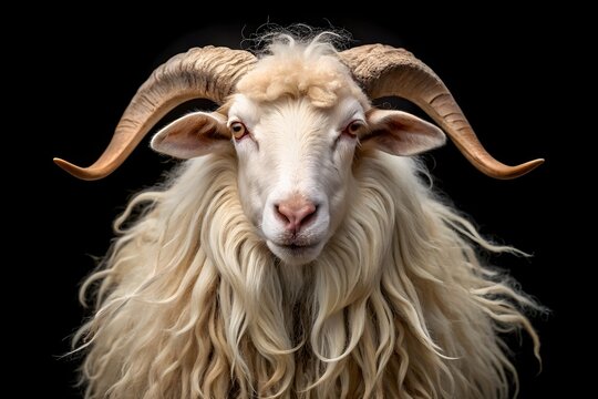 &eth;&Yuml; A Majestic Ram With A Thick, Curly Fleece And Impressive Horns.