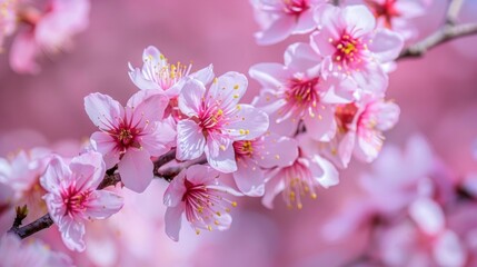Fototapeta premium Delicate Pink Blossoms on a Branch