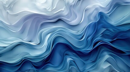 Fototapeta premium Abstract digital artwork featuring a wave pattern in shades of blue and white