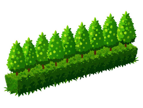 Pruned hedges, Realistic 3D render. Generative AI.
