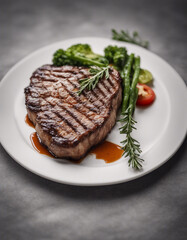 perfectly grilled steak on white plate

