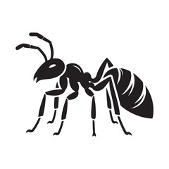 vector silhouette black ant on a white background