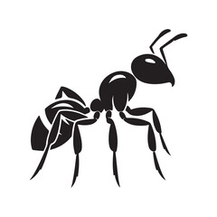 vector silhouette black ant on a white background