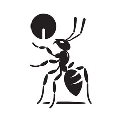 vector silhouette black ant on a white background