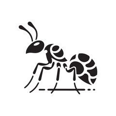 vector silhouette black ant on a white background