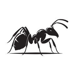 vector silhouette black ant on a white background