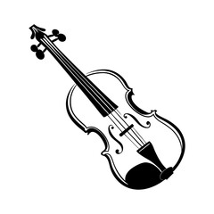 Obraz premium acoustic guitar vector, acoustic guitar illustration, acoustic guitar isolated on white background, violin , violin isolated on white, vector illustration of-a-violin n-black-outline 
