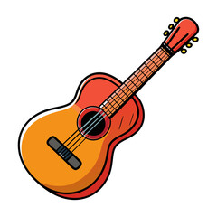 Fototapeta premium acoustic guitar illustration, acoustic guitar isolated on white background, violin , violin isolated on white, vector illustration of-a-violin n-black-outline 