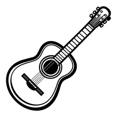 Fototapeta premium acoustic guitar illustration, acoustic guitar isolated on white background, violin , violin isolated on white, vector illustration of-a-violin n-black-outline 