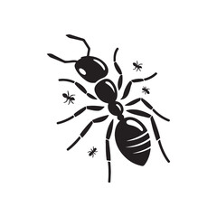 vector silhouette black ant on a white background