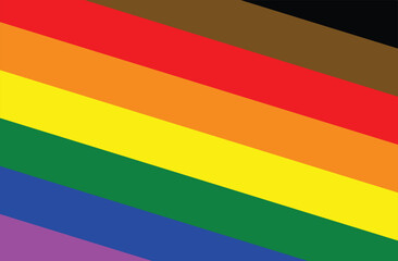 LGBT flag, Philadelphia Pride Flag, rainbow color love symbol, pride month in June, vector illustration. 
