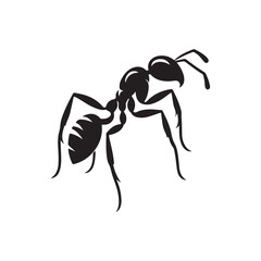 vector silhouette black ant on a white background