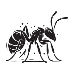 vector silhouette black ant on a white background