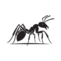 vector silhouette black ant on a white background