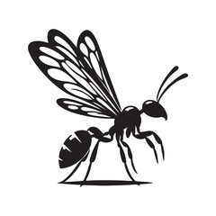 vector silhouette black ant on a white background