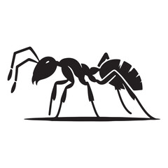 vector silhouette black ant on a white background