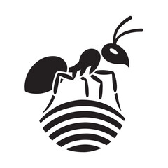 vector silhouette black ant on a white background