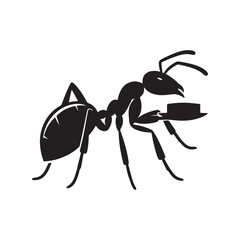 vector silhouette black ant on a white background