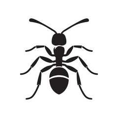vector silhouette black ant on a white background