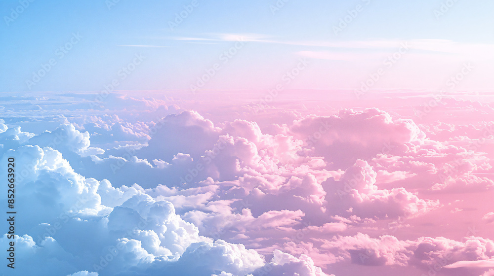 Aufkleber serene view of fluffy clouds under a pastel-colored sky