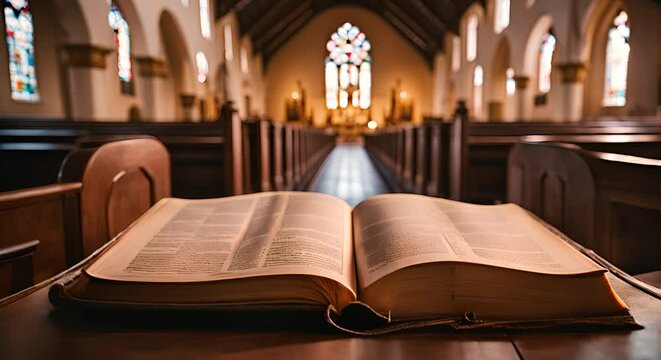 Open Bible in a church.