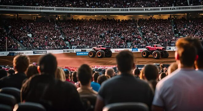 Audience watching a monster truck show.