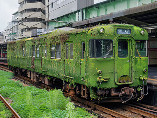 Obraz premium Solar Punk Cityscape: Futuristic Street Art of Kilowatt in Sci-Fi Nostalgia Cinematic Film Style