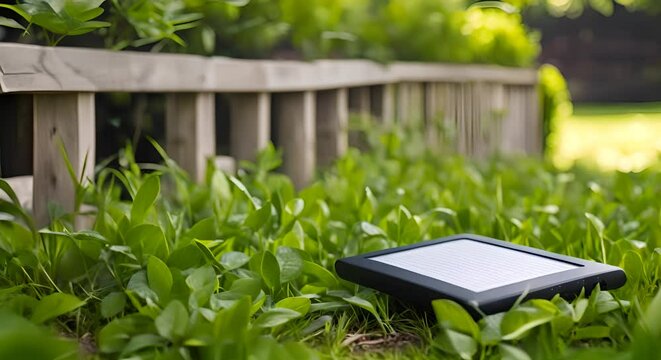 E reader in a garden.