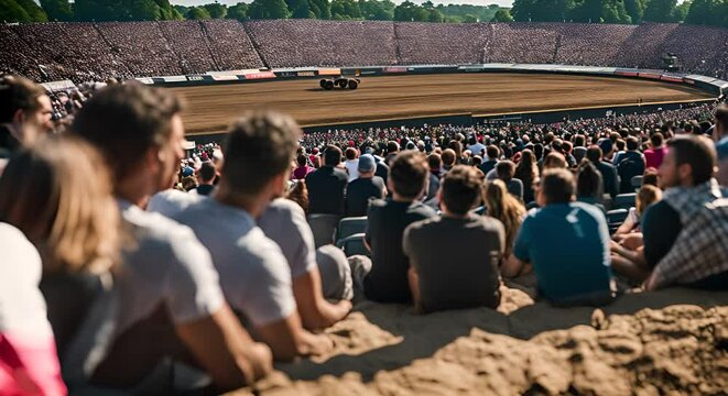 Audience watching a monster truck show.