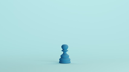 Blue chess piece pawn strategy game competition challenge pale background 3d illustration render digital rendering	