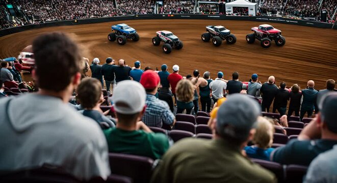 Audience watching a monster truck show.