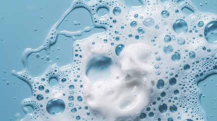 Foaming White Cleanser Sample on Blue Background