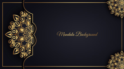 black background, with gold mandala ornaments