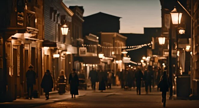 Wild west town at night.