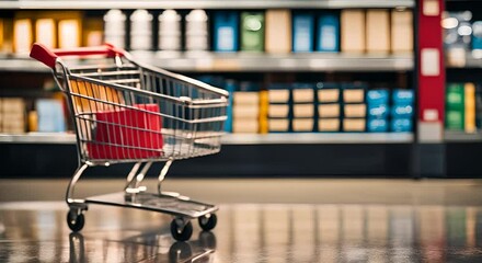 Shopping cart in a stationery store. Back to school concept. - Powered by Adobe