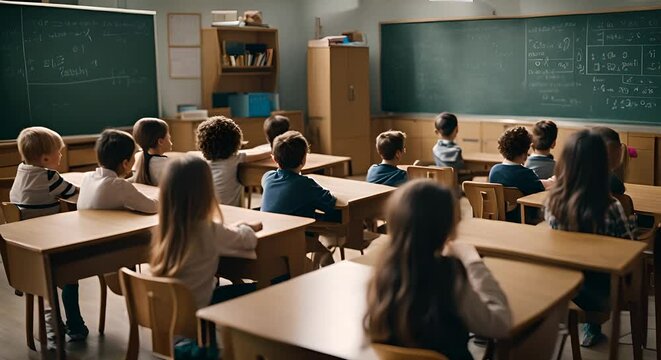 Students during a math class at school.