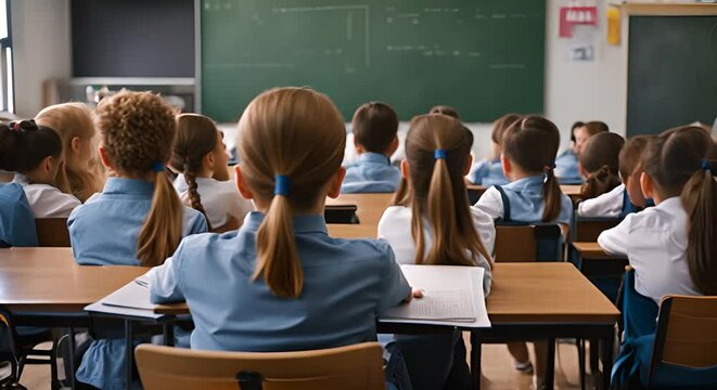 Students during a math class at school.