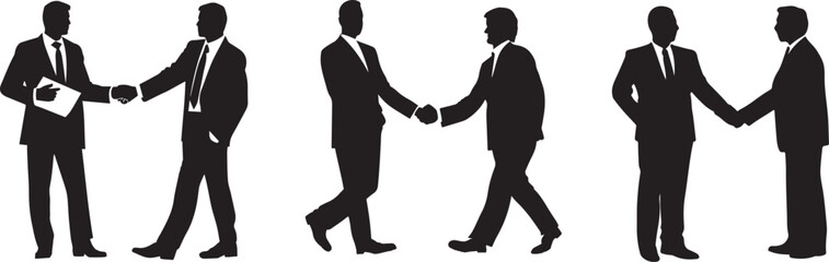 Fototapeta premium Silhouette of business people shaking hands