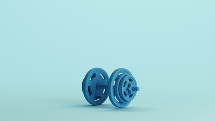 Blue dumbbell weight weightlifting bodybuilding equipment training weight lifting pale background 3d illustration render digital rendering