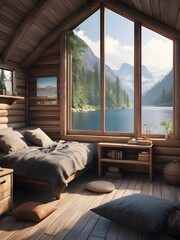 Fototapeta premium Cozy Cabin Room Inspiration Photography Art