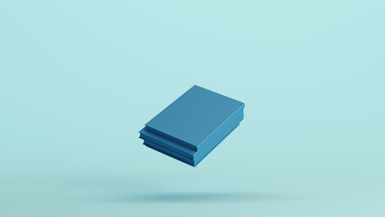 Blue books notebook hardcover row education information soft tones pale background 3d illustration render digital rendering