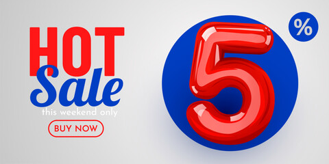 5 percent Off. Discount creative composition. Mega Sale.