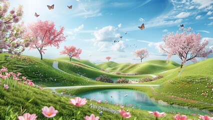 Low Carbon Sustainable Development Fantasy Garden Scene Backgrounds