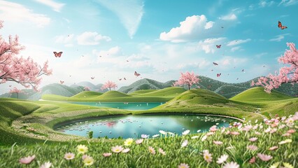 Low Carbon Sustainable Development Fantasy Garden Scene Backgrounds