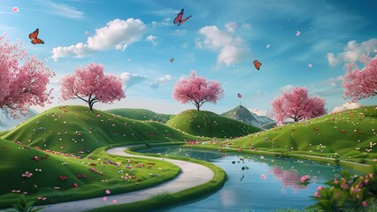 Low Carbon Sustainable Development Fantasy Garden Scene Backgrounds