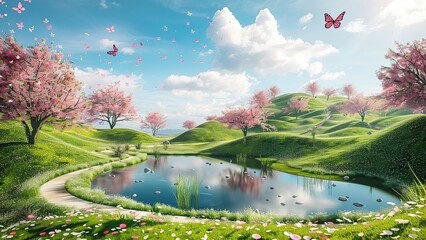 Low Carbon Sustainable Development Fantasy Garden Scene Backgrounds